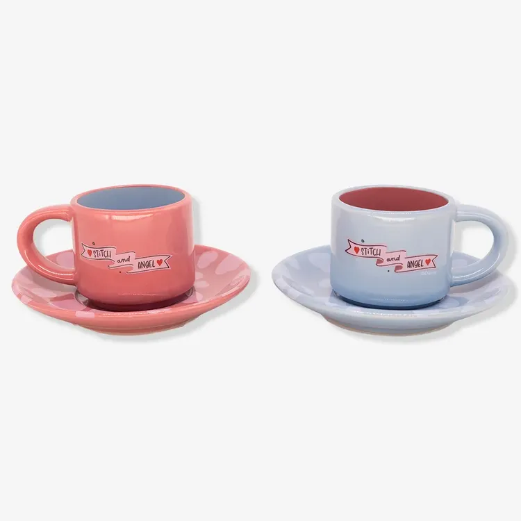Kit Xicara com Pires Stitch e Angel - Disney 