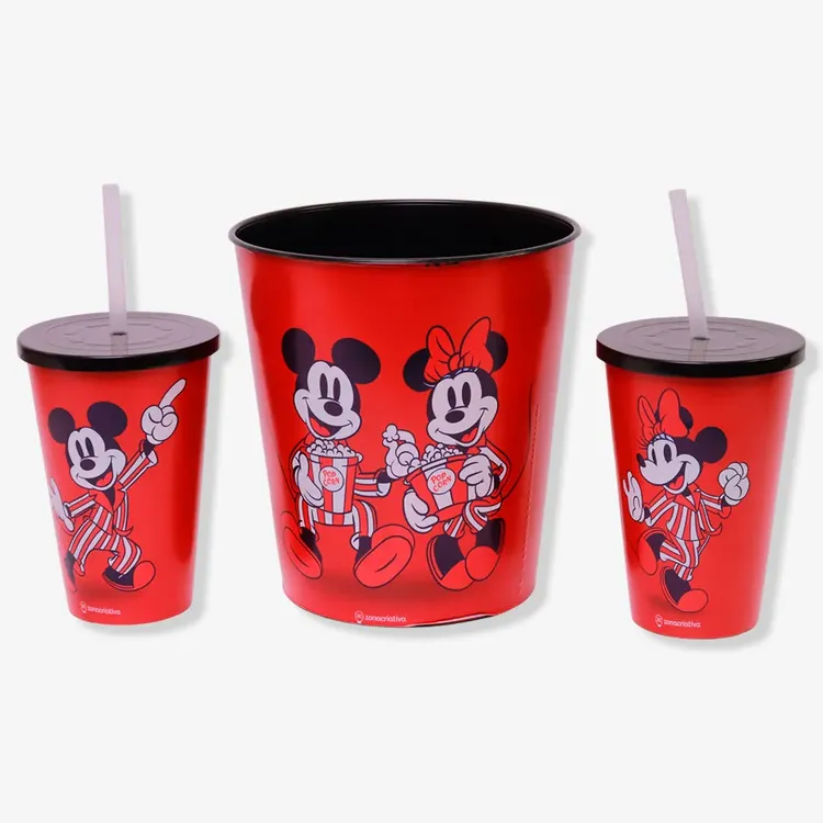 Kit Pipoca Coração Mickey e Minnie Namorados - Disney 