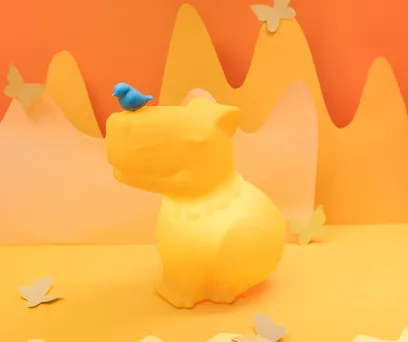 Luminária Capivara Amarela com Passarinho 