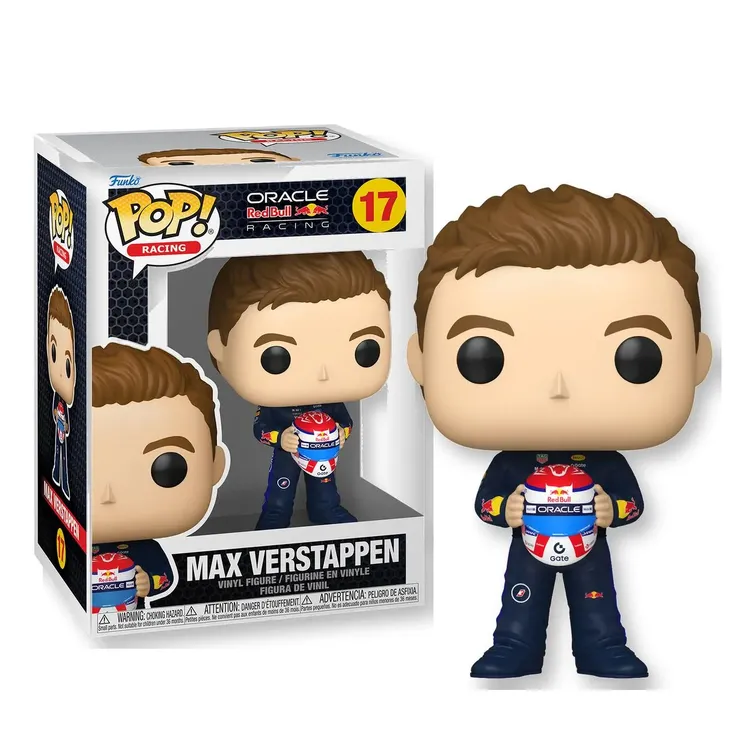 Funko Pop Racing Red Bull - Max Verstappen Segurando Capacete 
