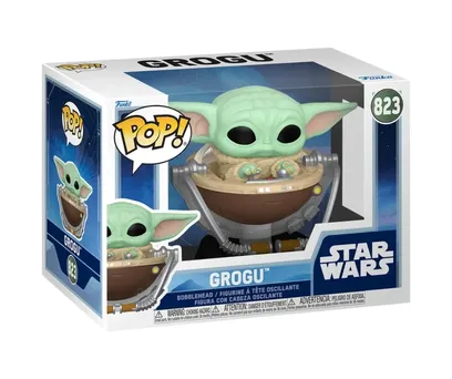 Funko Pop Star Wars Mandalorian e Grogu no Carrinho 823