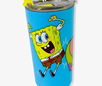 COPO COM TAMPA BOB ESPONJA