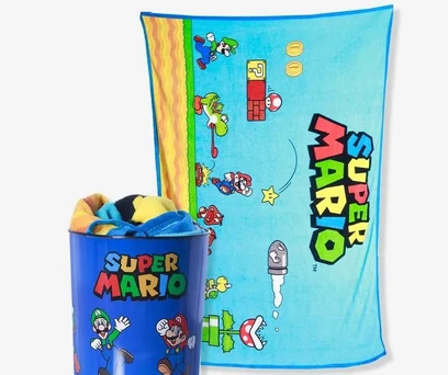 KIT MANTA COM BALDE SUPER MARIO 