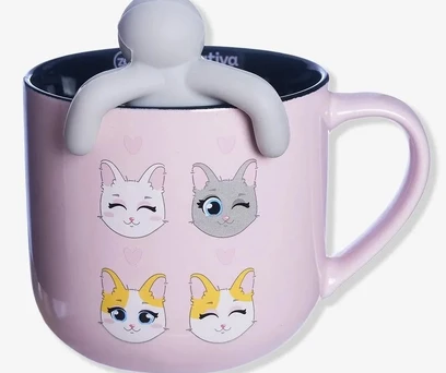 CANECA COM INFUSOR EU AMO GATOS  