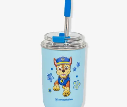 Copo Neo com Canudo Chase – Patrulha Canina