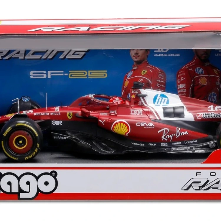 Formula 1 Ferrari SF-25 F1 #16 Charles Leclerc F1 2025 – Miniatura em escala 1:18 Bburago