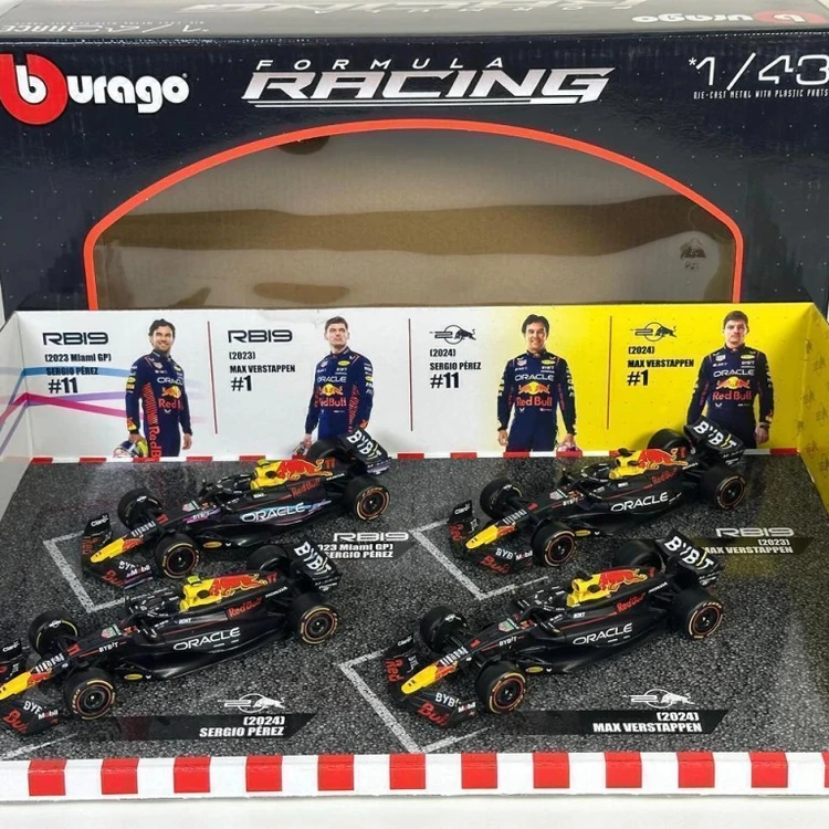 Formula 1 Conjunto Bburago 1/43 Redbull F1 com 4 miniaturas