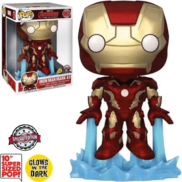 FUNKO POP MARVEL AVENGERS EXCLUSIVE - IRON MAN MARK 962 (SUPER SIZED 10" & GLOWS IN THE DARK) HOMEM DE FERRO