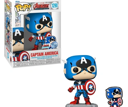 FUNKO POP MARVEL THE AVENGERS EXCLUSIVE - CAPITÃO AMERICA 1290 + PIN