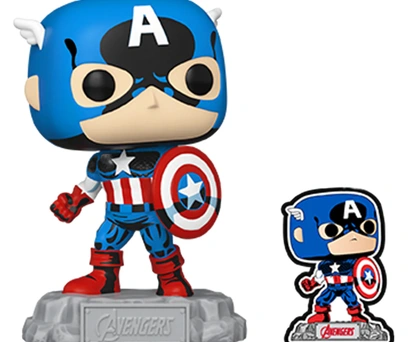 FUNKO POP MARVEL THE AVENGERS EXCLUSIVE - CAPITÃO AMERICA 1290 + PIN