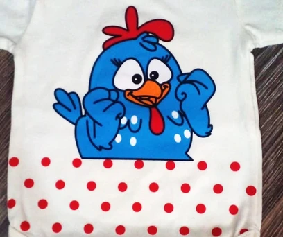 BODY BEBÊ MANGA CURTA ESTAMPA GALINHA PINTADINHA 