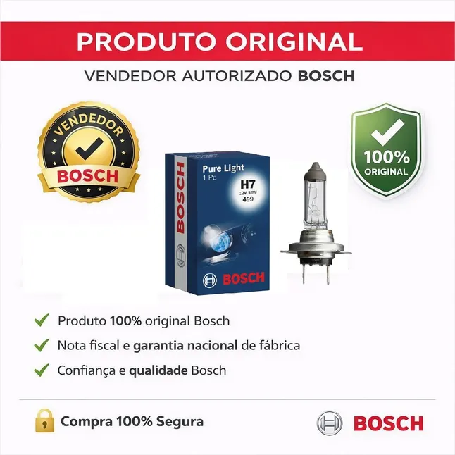 Lâmpada H7 Pure Light 12v 55w Bosch Original
