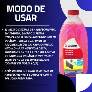 1l Aditivo De Radiador Orgânico Wurth Concentrado Monoetilenoglicol Anticongelante Antifervura Antiespumante Anticorrosi