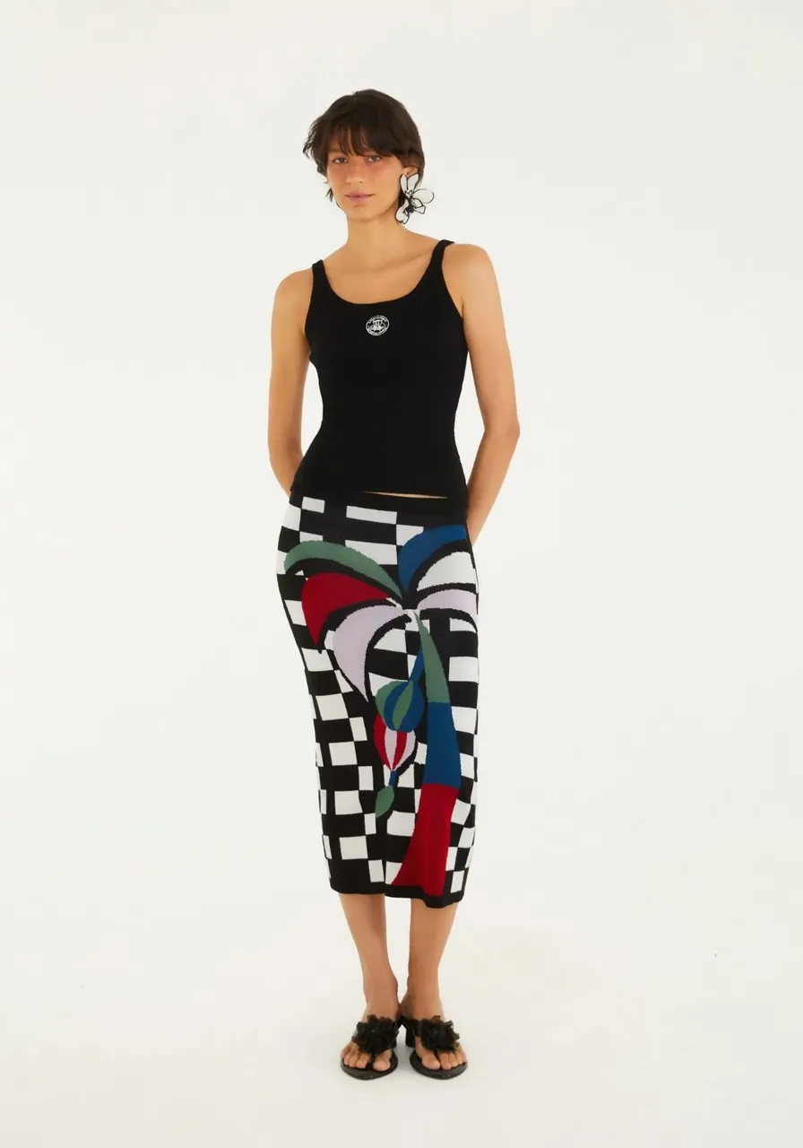 Regata Tricot Canelado Farmrio Preto Ref 15569