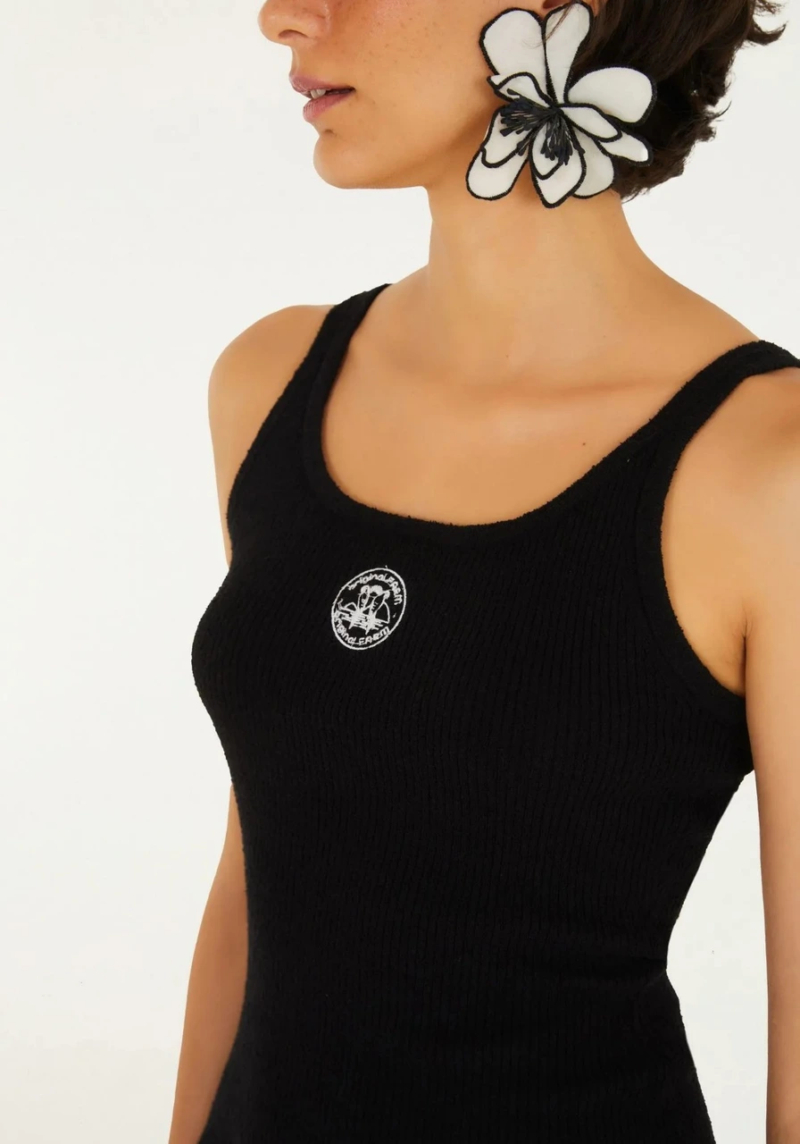 Regata Tricot Canelado Farmrio Preto Ref 15569