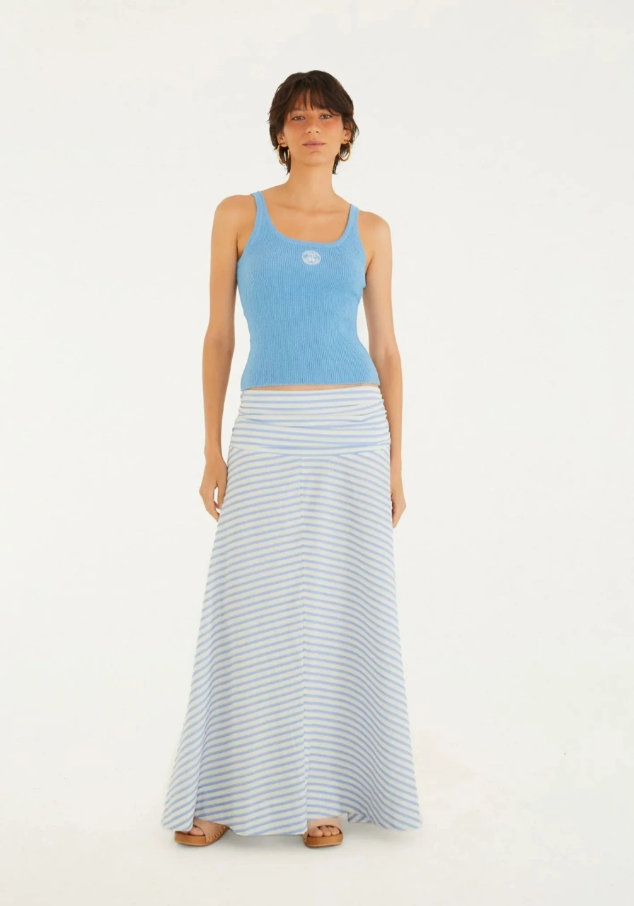 Regata Tricot Canelado Farmrio Azul Ref 15569