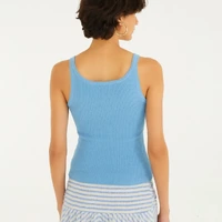 Regata Tricot Canelado Farmrio Azul Ref 15569 - imagem 1