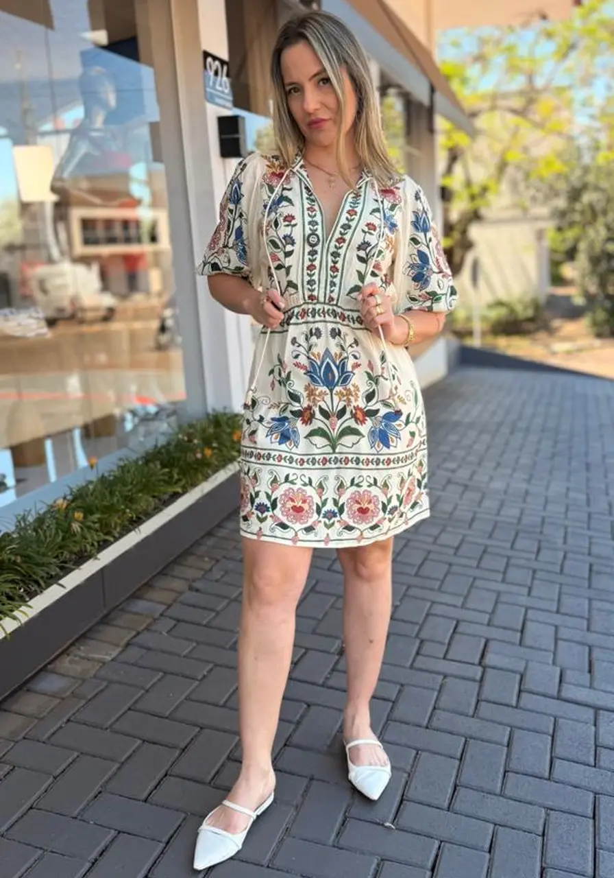 Vestido Curto Jardim Beleza Farm Ref 15374