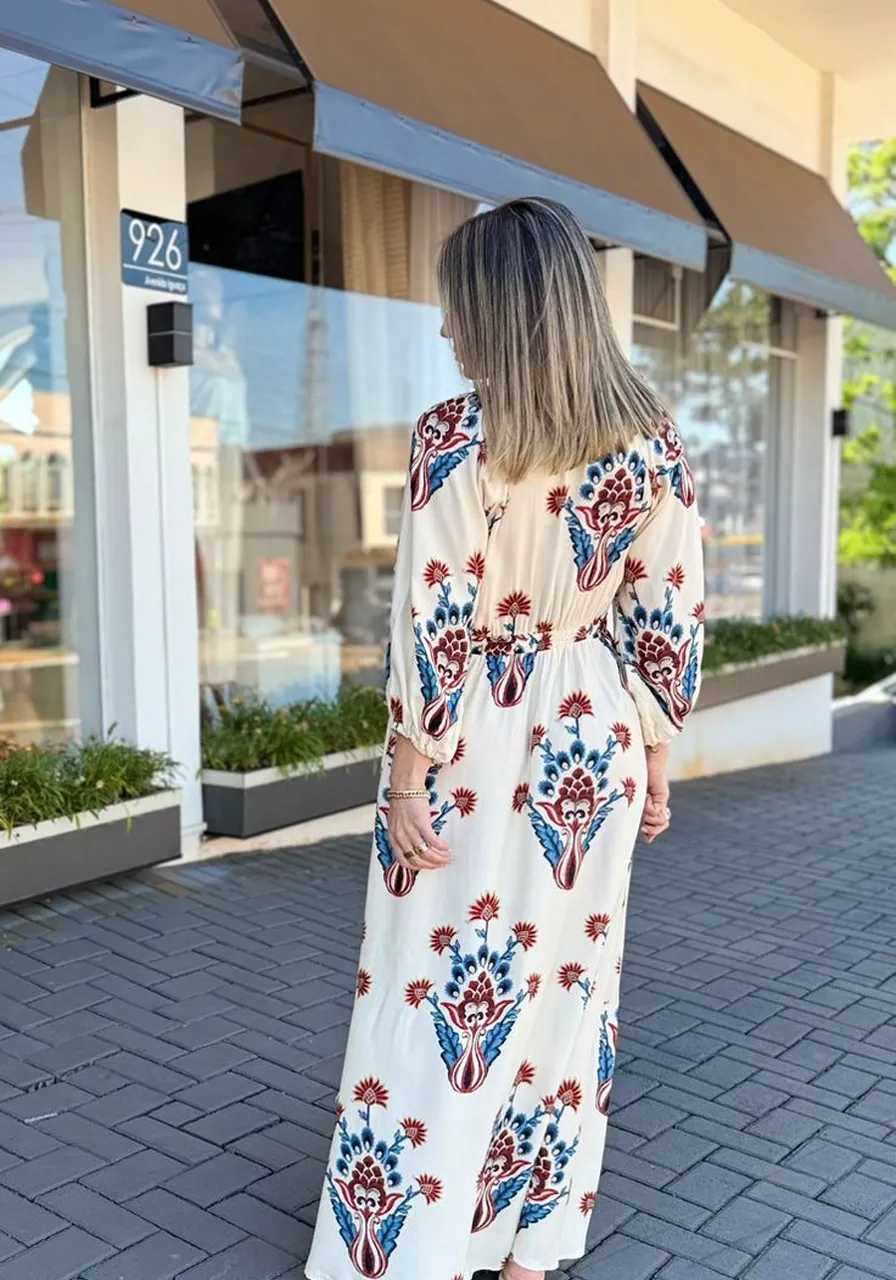 Vestido Longo Manga Indra Farm Ref 14868