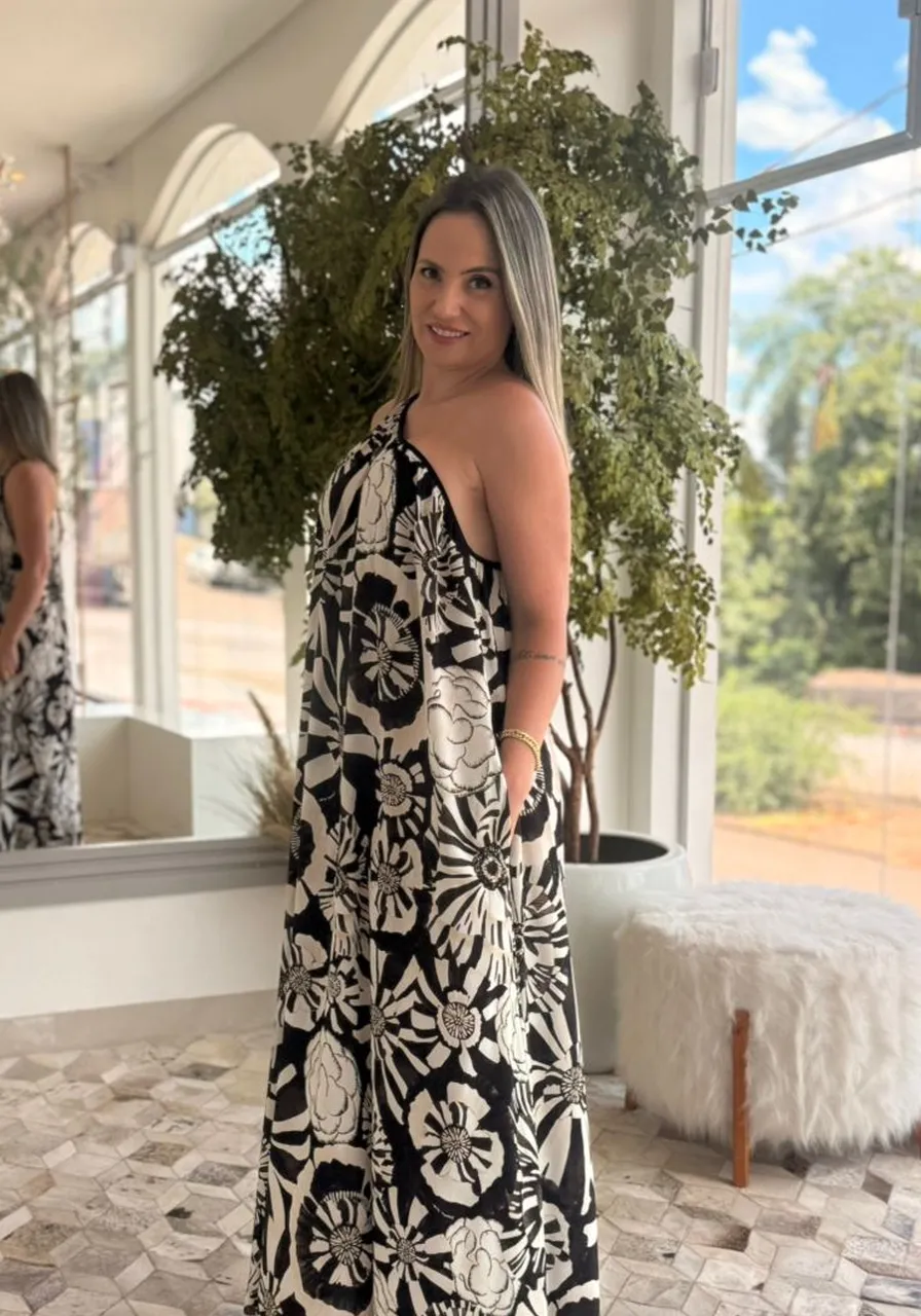 Vestido Ombro Só Estampado Flora Farm Ref 16063