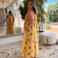 Vestido Longo Concha Pintada Amarelo Farm Ref 15146 - imagem 3