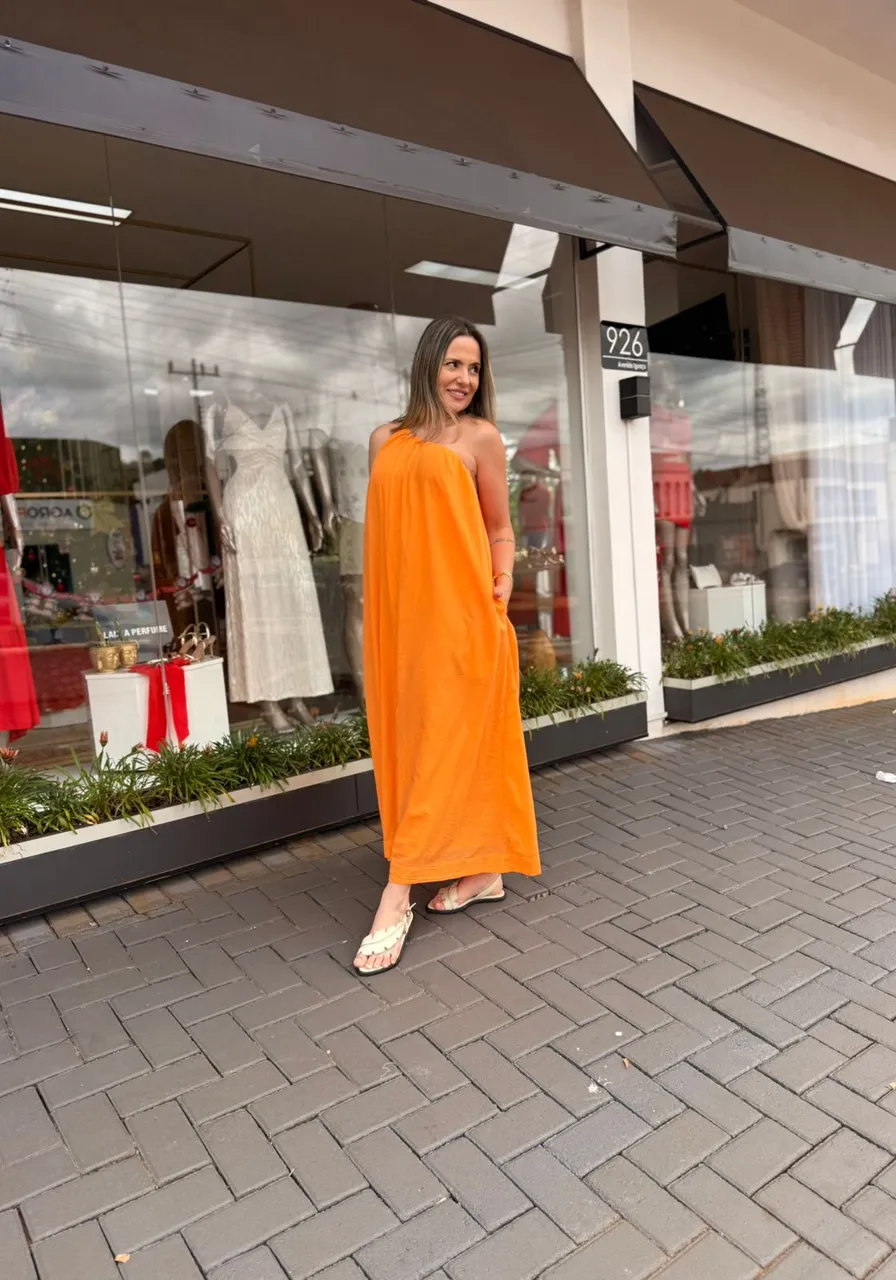 Vestido Um Ombro Só Laranja Farm Ref 11569