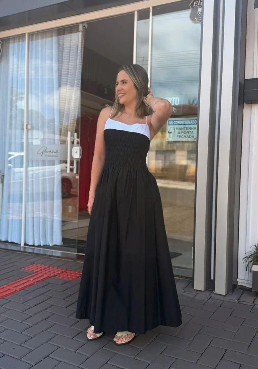 Vestido Bicolor Lastex Farm Ref 14899