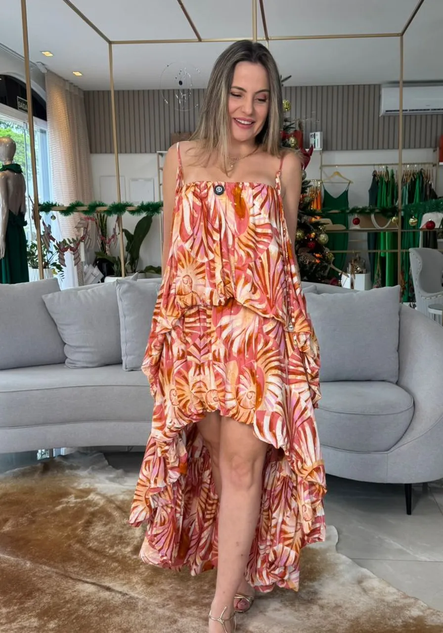 Vestido Balone Mullet Estampado Mar De Concha Farm Ref 16630