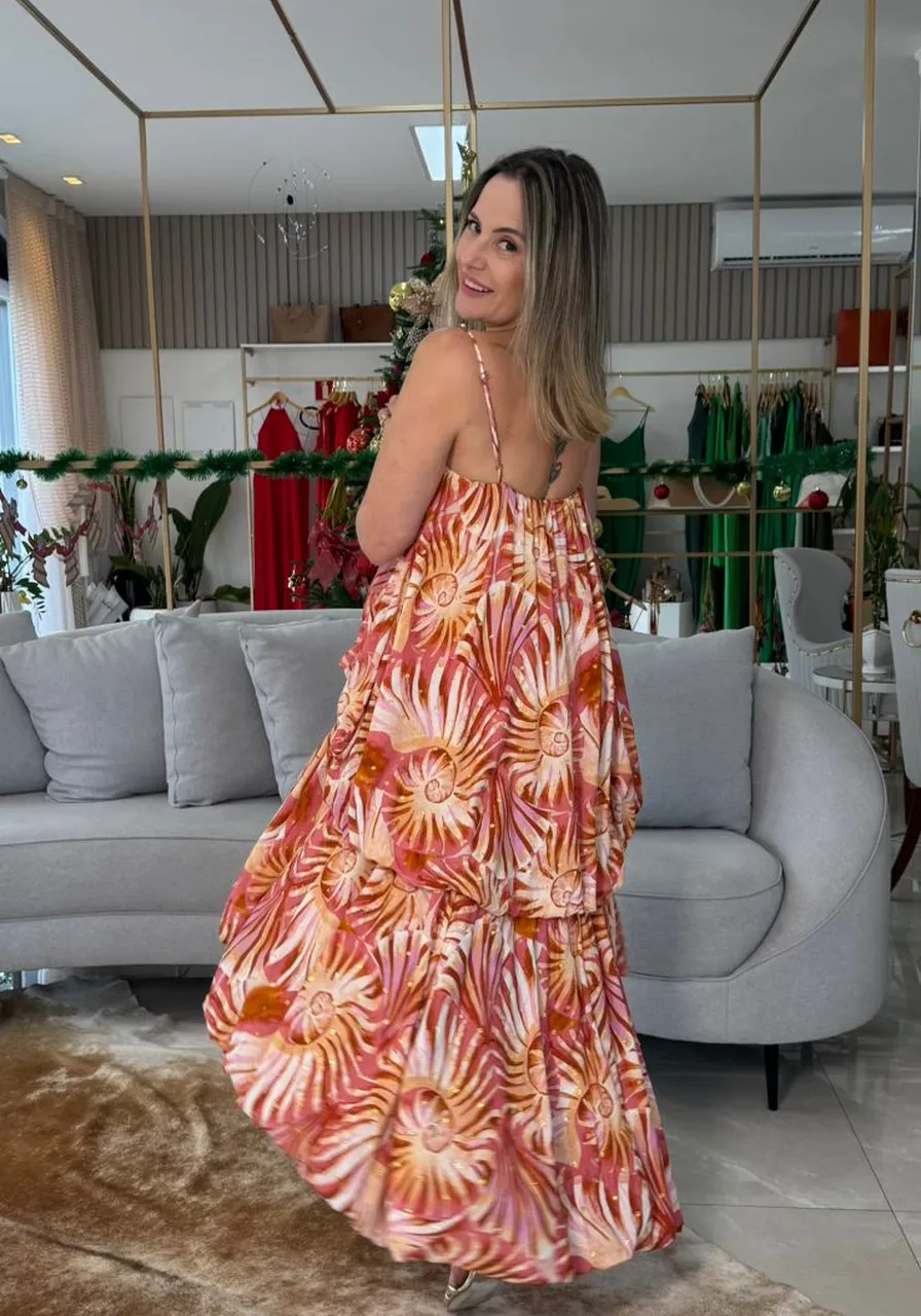 Vestido Balone Mullet Estampado Mar De Concha Farm Ref 16630