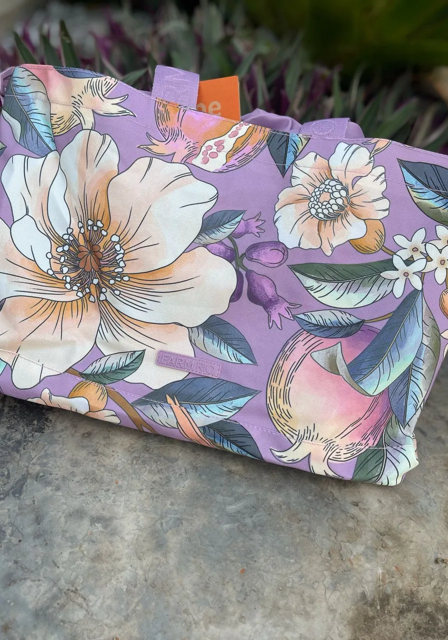 Totebag Farm Carioca Romance Em Flor Roxa