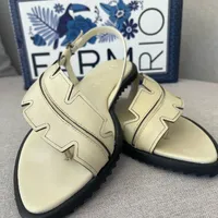 Sandália Salto Rasteiro Nude Farm Rio Ref 14227 - imagem 1