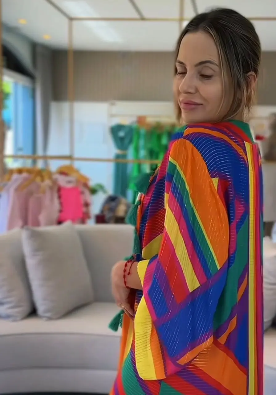 Kimono Localizado Listras Bia Farm 