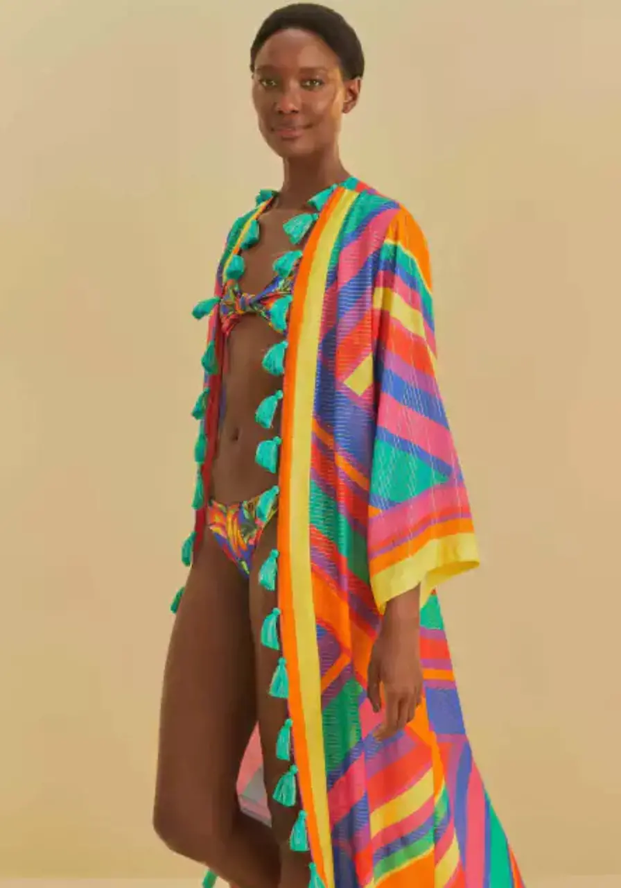 Kimono Localizado Listras Bia Farm 