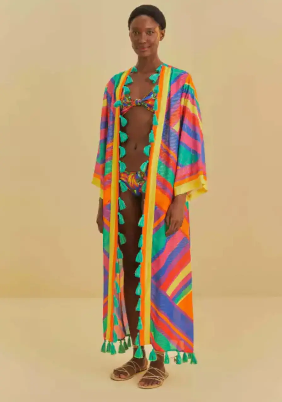 Kimono Localizado Listras Bia Farm 