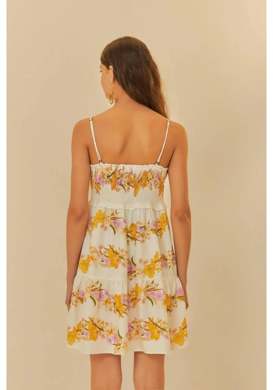 Vestido Curto Estampado Flor Do Campo