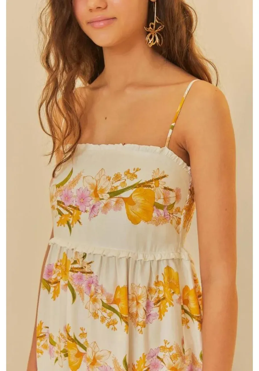 Vestido Curto Estampado Flor Do Campo