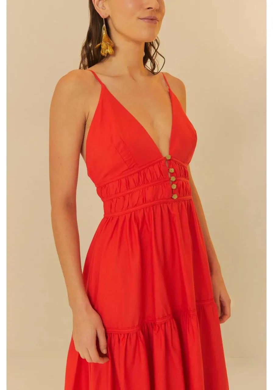 Vestido Longo Franzido Alcinhas