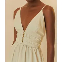 Vestido Longo Franzido Alcinhas Branco - imagem 2