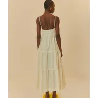 Vestido Longo Franzido Alcinhas Branco - imagem 1