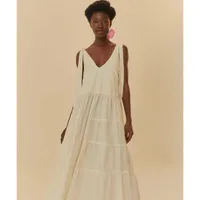 Vestido Longo Marias Farm Off White - imagem 1