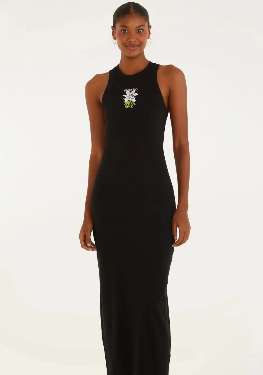 Vestido Midi Rib Maxi Flor Farm Ref 15789