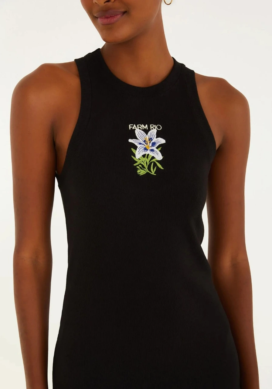 Vestido Midi Rib Maxi Flor Farm Ref 15789