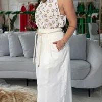 Saia Super Midi Cintura Alta Branca Lança Perfume Ref 14980 - imagem 2