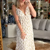 Vestido Solto Longo Branco Flor de Lis Ref 16404 - imagem 2