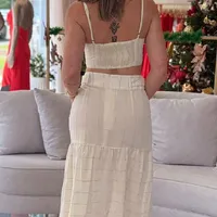 Conjunto Top E Saia Com Listras - imagem 1