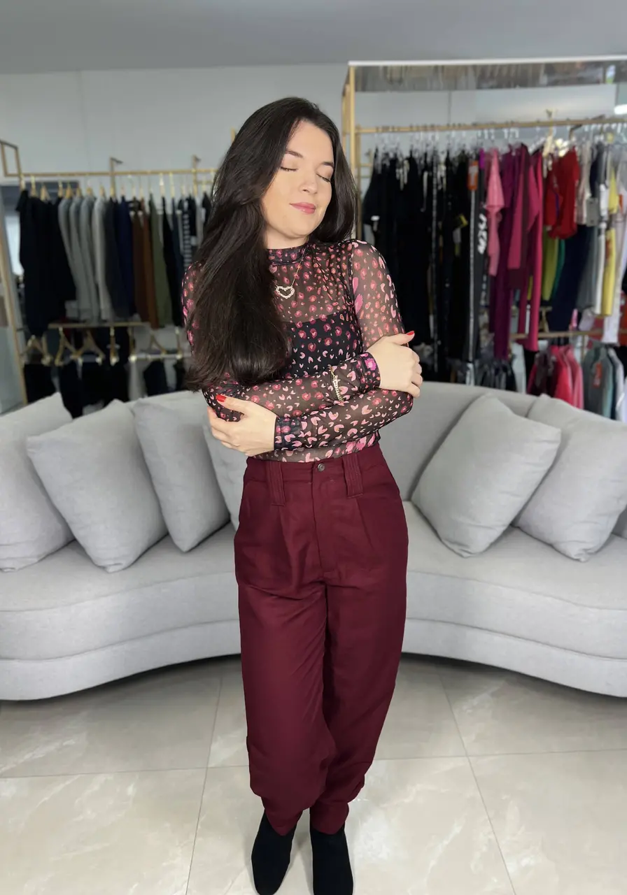 Calça Alfaiataria de Linho Bordo Bloodston