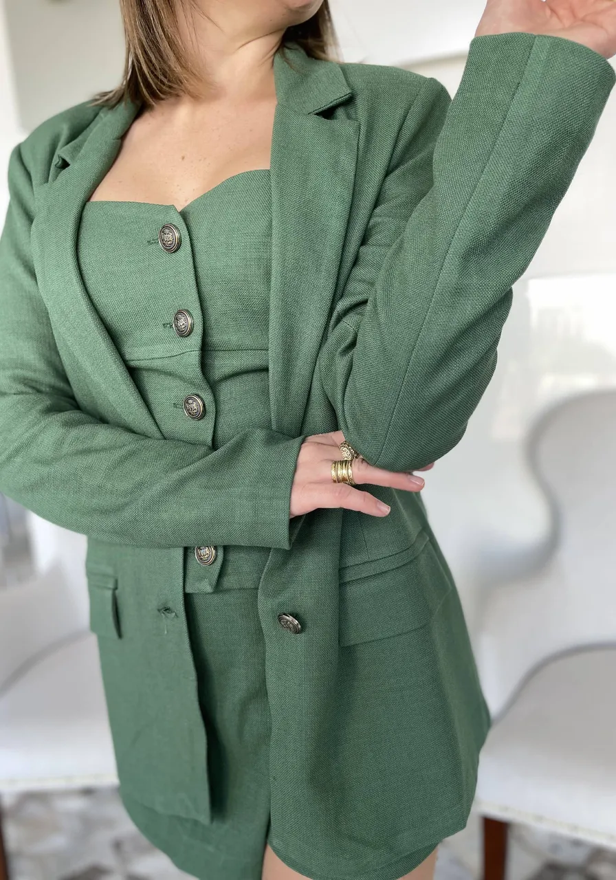 Blazer Carlota Costa Alongado Em Alfaiataria