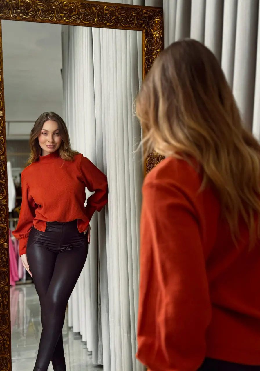 Blusa Manga Longa Abertura Na Lateral morena rosa