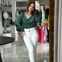 Calça Skinny Isabelli Cós Alto Off White - imagem 6