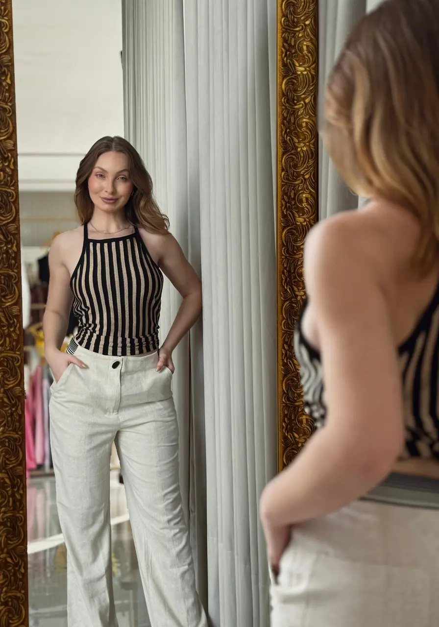 Blusa Tricot Listrado Cava Francesa